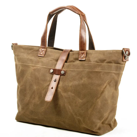 HKM-348947 Ladies Waxed Canvas Tote Shoulder Bag