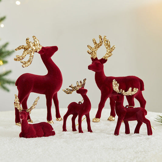 HKM-349011 Christmas Sequined Elk Decor with Flocking Detail - Various Styles Available