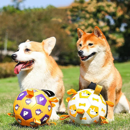 HKM-349395 Interactive Dog Football Toy for Outdoor Play and Training - Durable PU Material with Cute Designs