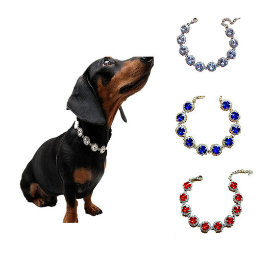 HKM-3498301 Rhinestone Dog Necklace with Extension Chain in Multiple Colors