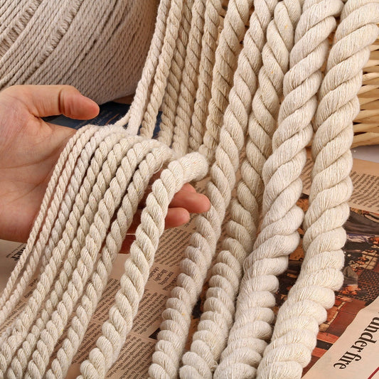 HKM-350739 Beige Coarse Cotton Rope - Available in 5mm, 6mm, 8mm, 10mm, 12mm, and 20mm Thickness