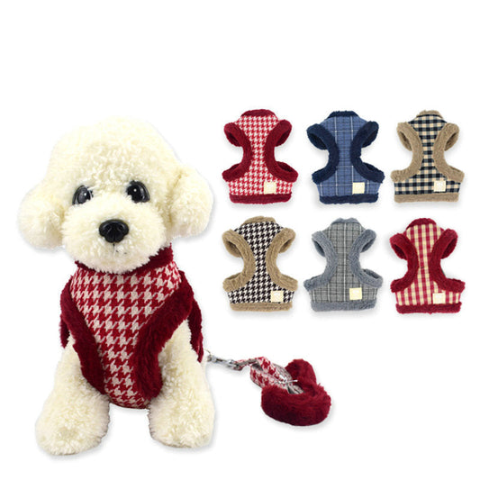 HKM-3523261 Teddy and Bichon Dog Lead Rope with Adjustable Chest Strap - Cotton Material, Multiple Colors & Sizes Available