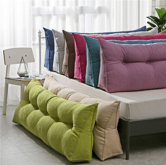 HKM-352339 Triangle Back Bay Window Long Pillow Sofa Cushion - Solid Color Blended Fabric with PPCotton Filling, Multiple Sizes Available