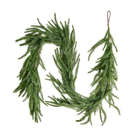 HKM-352467 5-FT Realistic Norfolk Pine Christmas Garland, Lush Faux Greenery for Holiday Indoor and Outdoor Decoration