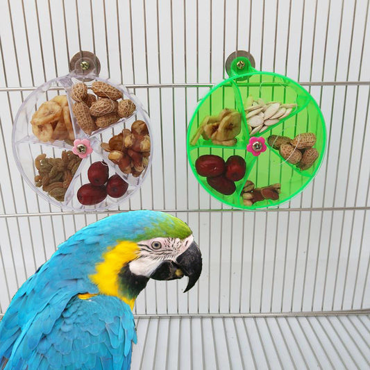 HKM-353427 Acrylic Foraging Wind Wheel Toy for Parrots - 25 cm, Green and Transparent