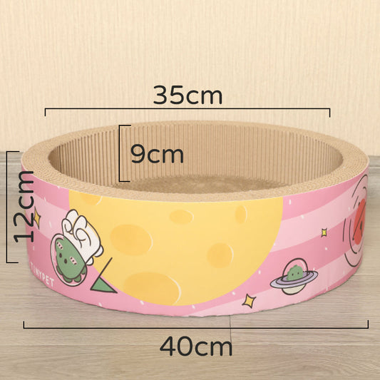 HKM-3545917 Round Cat Scratcher - Pink High-Density Corrugated Paper Design for Grooming and Play