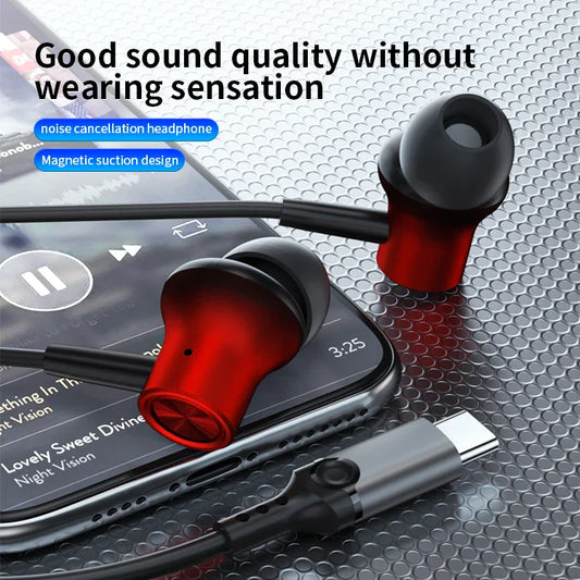 HKM-354643 In-Ear Wired Earphones with Mic for iPhone 15 – Type-C Gaming Headphones