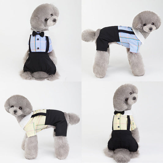 HKM-357395 Stylish Cotton Student Suit for Dogs - Spring and Summer Couple Outfit