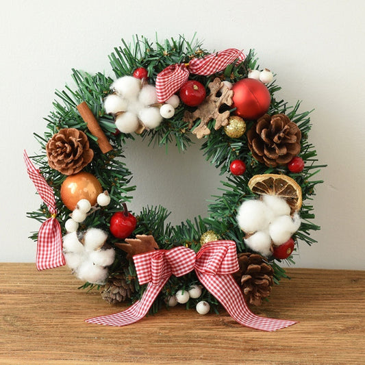 HKM-358227 Christmas Bow Garland Decoration for Doors and Windows – PVC, Multiple Styles and Sizes Available