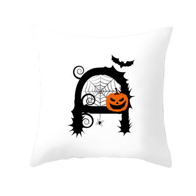 HKM-358483 Halloween Pumpkin Cartoon Peach Skin Pillowcase for Home and Office Décor, 45x45cm