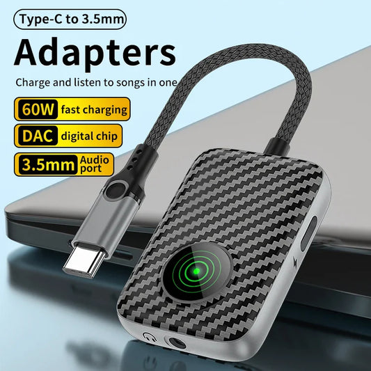 HKM-358995 USB-C to 3.5mm Aux Adapter - 2-in-1 Headphone Jack Adapter for Type C Devices