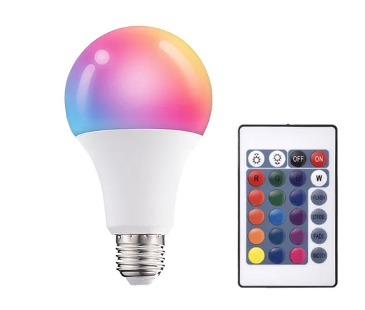 HKM-359123 Dimmable RGB LED Light Bulb E26/E27 - Multicolor Remote Control Options for Home and Party Use