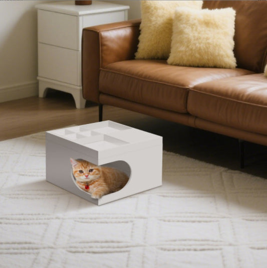 HKM-3591869 Multi-Functional Cat Station with Hidden Bed and Modular Storage Solutions