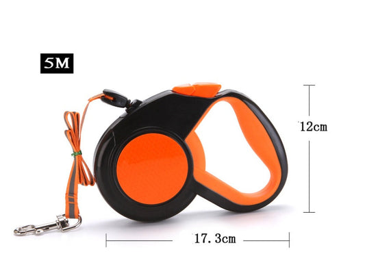 HKM-3593789 Automatic Retractable Pet Leash with Reflective Design in Fluorescent Orange and Green