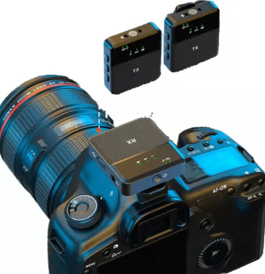 HKM-360595 Dual-Channel Wireless Microphone System with Receiver for Smartphones and Cameras