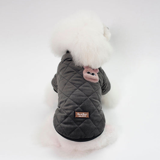 HKM-3620669 Plaid Cotton Jacket for Small Dogs in Black and Pink for Autumn and Winter