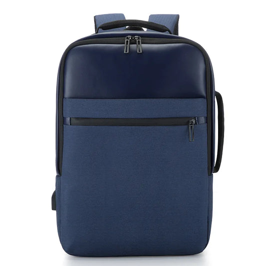 HKM-363923 USB Charging Nylon Laptop Black Backpack for Students, Multi-Compartment Computer Rucksack