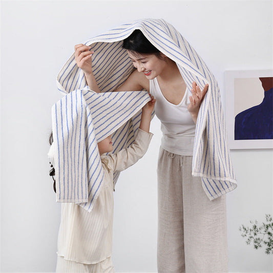 HKM-364115 Absorbent Pure Cotton Striped Towel in Assorted Colors for Bathroom Use