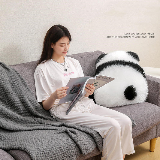 HKM-364819 Cute Panda Plush Cushion for Living Room - Black & White Options, 52x60cm