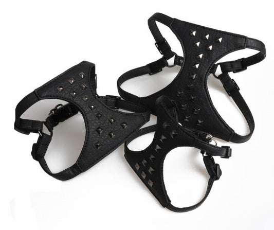 HKM-365203 Stylish Adjustable Dog Camisole with Studded Leather Leash - Black & Pink