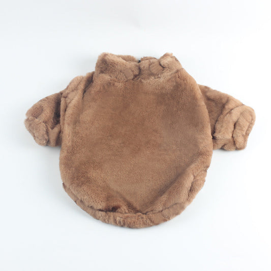 HKM-3654333 Pet Fur Zip-up Shirt for Dogs in Brown, Beige, and Pink - Casual Polyester Clothing for All Sizes S-2XL