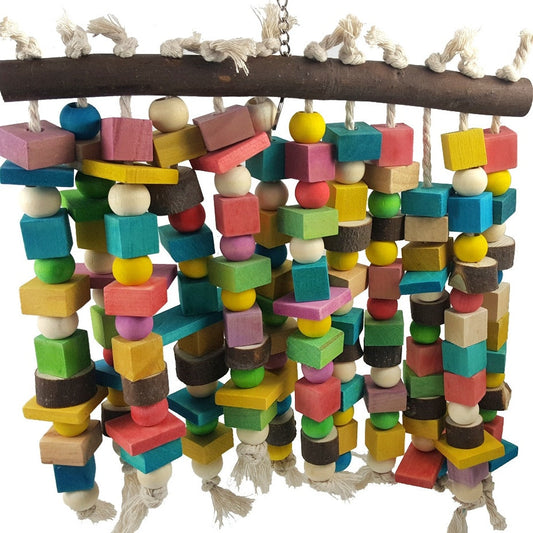 HKM-366099 Colorful Multi-Size Parrot Bite Toy for Small Pets - Wood and Synthetic Materials
