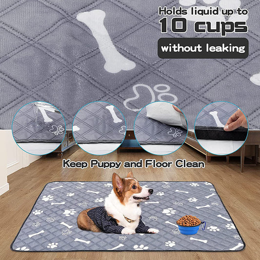 HKM-3661373 Washable Dog and Cat Urine Pad - Multiple Sizes with Footprints and Bone Design