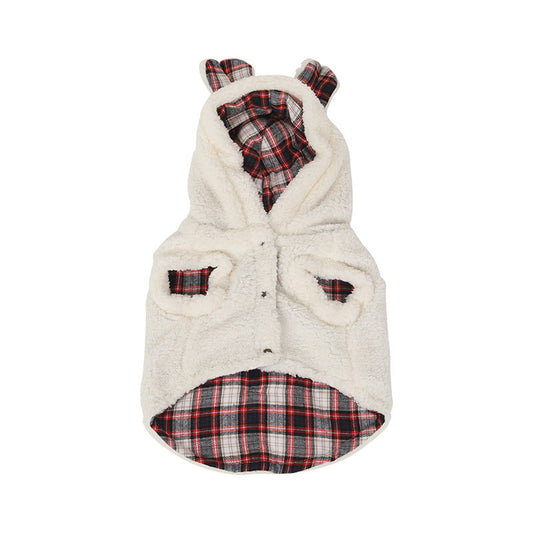 HKM-3663933 Winter Fleece-Lined Pet Apparel in Plaid Patterns - Sizes S to XXL