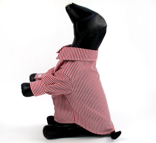 HKM-3675581 Casual Puff Sleeve Striped Pet Clothes in Blue and Red for All Sizes