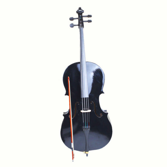 HKM-369555 Basswood Cello in Sleek Black Finish for Musicians