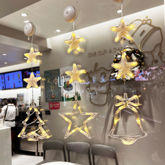 HKM-370579 LED Holiday Decoration Suction Cup Light with 100 Beads - Battery Operated Festive Colors for Christmas
