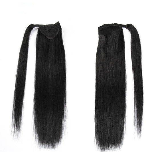 HKM-371027 Real Hair Velcro Ponytail Extension - Seamless Long Tress Wig Available in Various Lengths and Colors