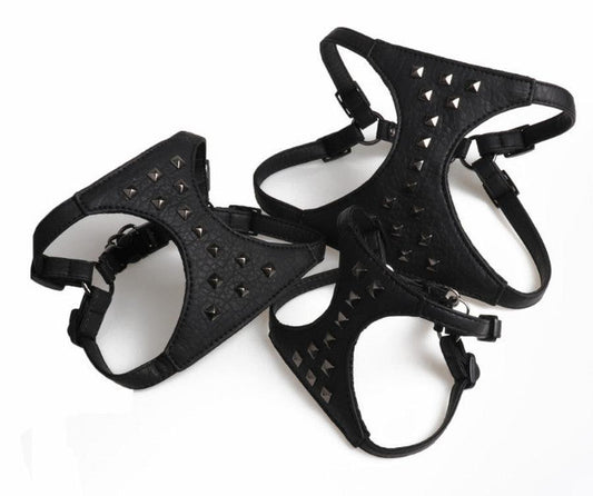 HKM-371475 Adjustable Stylish Studded Leather Dog Vest with Leash
