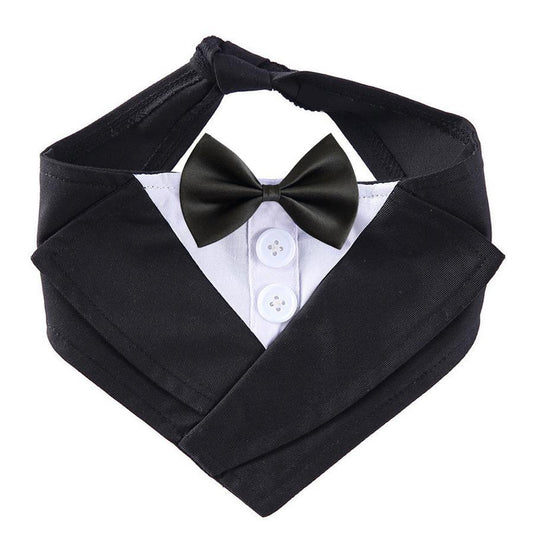 HKM-371987 Elegant Dog Bow Tie Bib - Adjustable Polyester Towel for Stylish Pets