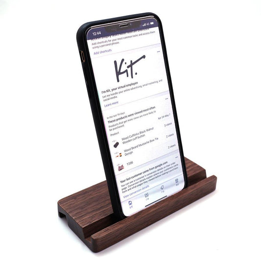 HKM-372307 Black Walnut Mobile Phone Holder - Stylish and Simple Solid Wood Design
