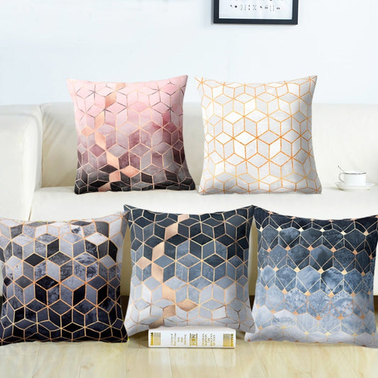 HKM-372883 Geometric Abstract Plush Pillow Cover - Modern Simplicity 45x45cm