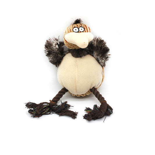 HKM-3731645 Three-Color Corduroy Bird Plush Toy with Cotton Rope for Healthy Gnawing and Vocalizing - 18CM Height