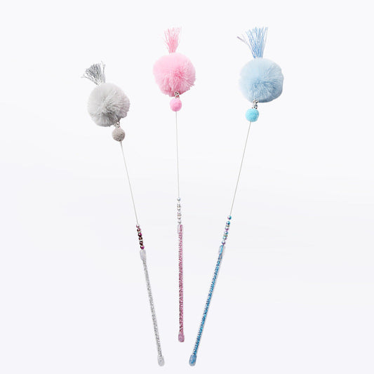HKM-3735613 Colorful Beaded Cat Wand with Plush Accessories