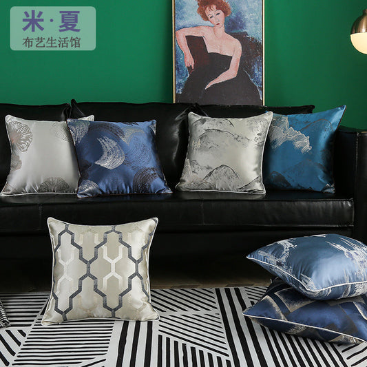 HKM-374035 Simple Modern Geometric Silk and Satin Throw Pillow Cover - 45x45cm