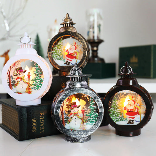 HKM-377811 Vintage Christmas Night Lamp - Decorative Desktop Illumination with Snowman and Old Man Designs