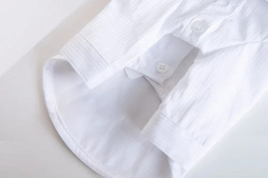 HKM-3796157 Formal Autumn and Winter Shirt for Pets – White Cloth Attire for Dogs and Cats in Various Sizes