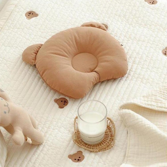 HKM-380499 Baby Bear Ear Pillow for Infants – Breathable Cotton Headrest for Correct Head Shape
