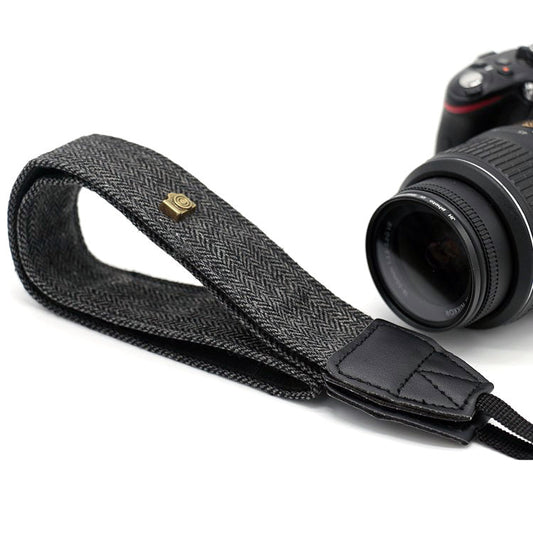 HKM-380883 Dark Grey and Brown Cotton SLR Digital Camera Shoulder Strap - 120 cm Length, 4 cm Width