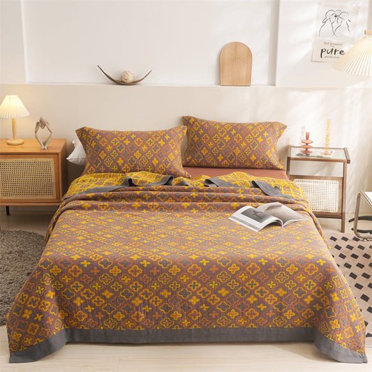 HKM-382803 Vintage Cotton Gauze Towel Quilt Sofa Blanket - Multi-Color Options Available, Soft and Stylish