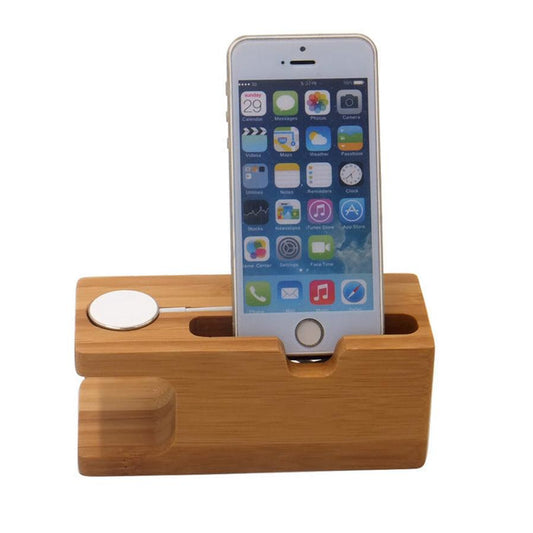 HKM-384659 Bamboo Smartphone Stand with Carved Design for Office Decor