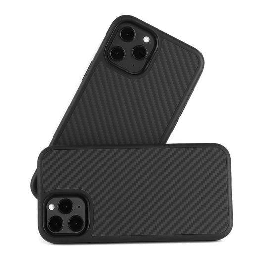HKM-385491 Wooden Back Cover for iPhone 12 - TPU & Kevlar Material, Solid Color, Fashionable Design