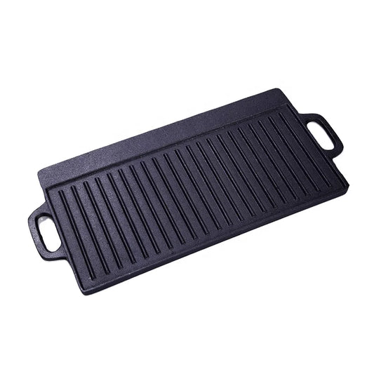 HKM-385619 Double Sided Cast Iron Griddle for Outdoor Camping and Kitchen Use - Model 20241108N