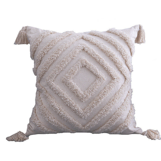 HKM-385811 Moroccan Style Cotton and Linen Throw Pillow Cushion Cover - 45x45cm and 50x30cm Sizes
