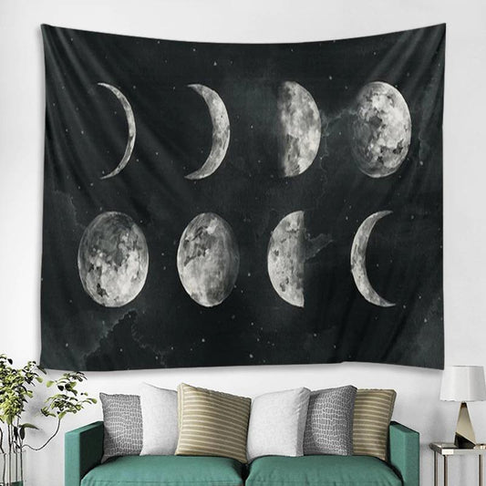 HKM-386963 Moon Map Tapestry - Multifunctional Polyester Fiber Wall Decor and Sitting Blanket