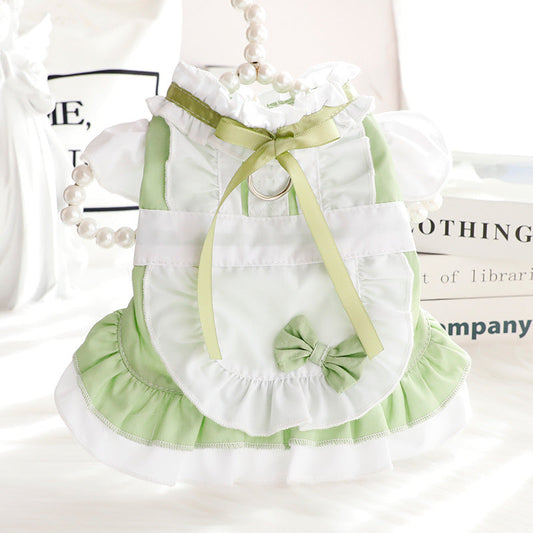 HKM-3877949 Cotton Princess Skirt for Small Dogs and Cats in Black and Green